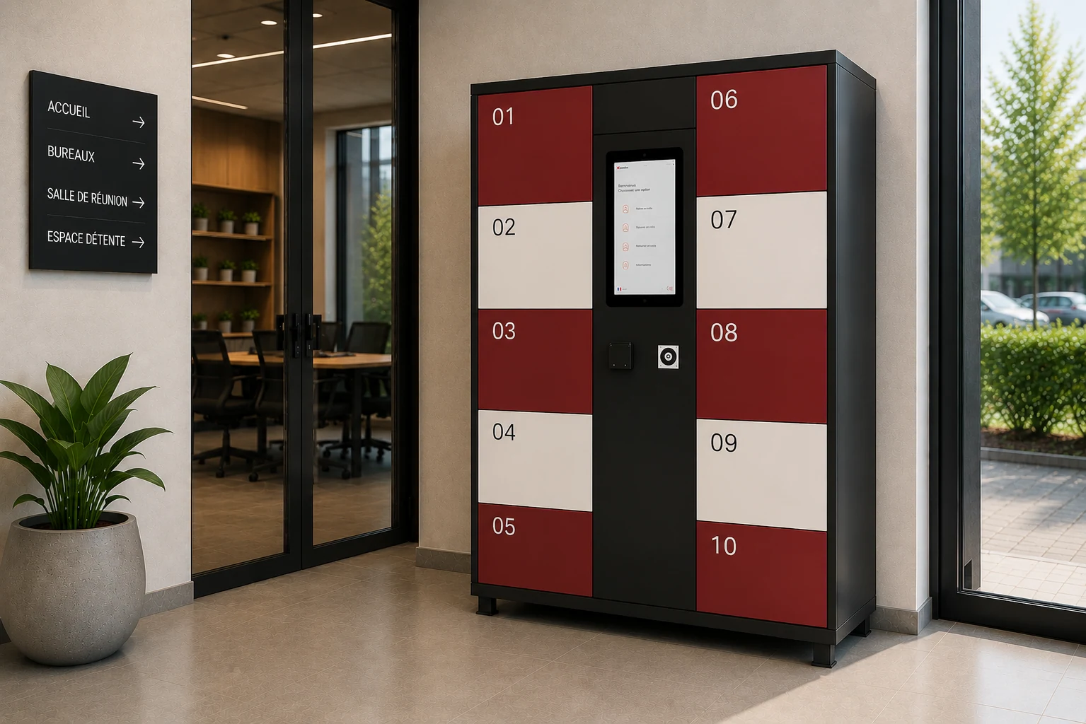 Exemple d’intégration de casiers dans un espace intérieur