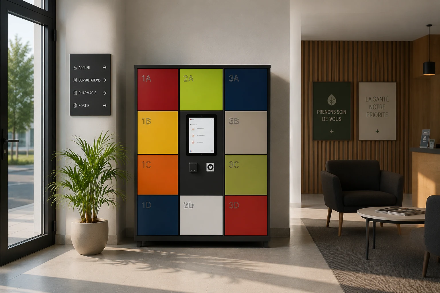 Exemple d’intégration de casiers dans un espace intérieur